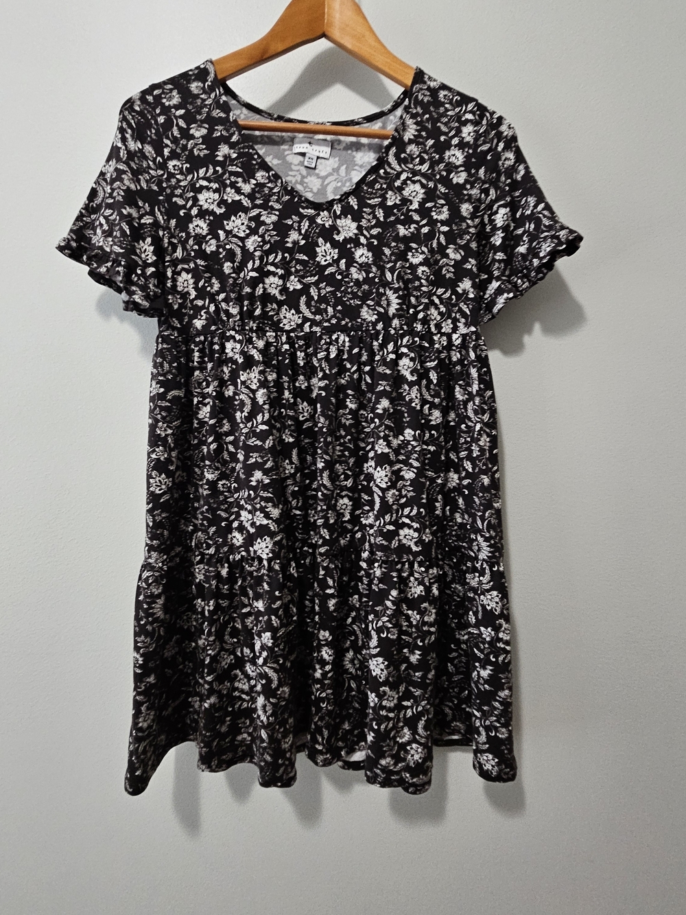 True Craft Black and White Floral Mini Dress